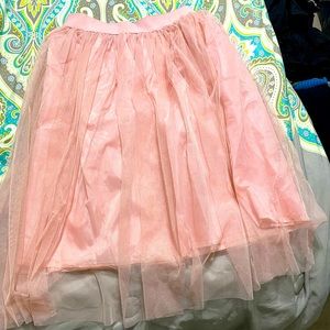 Tulle mesh midi skater skirt pink blush